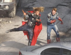 The-Avengers-Set-Photos-Thor-Captain-America-Fighting-570x440