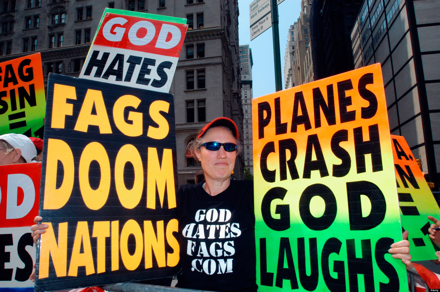 Members of the Westboro Baptist Church from Topeka Kansas demonstrate against homosexuality